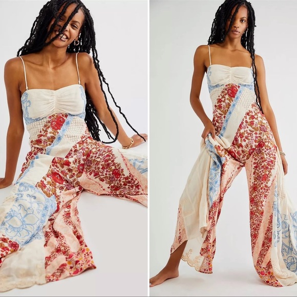 NWOT Free People Gianna Patchwork Jumpsuit - Picture 2 of 11